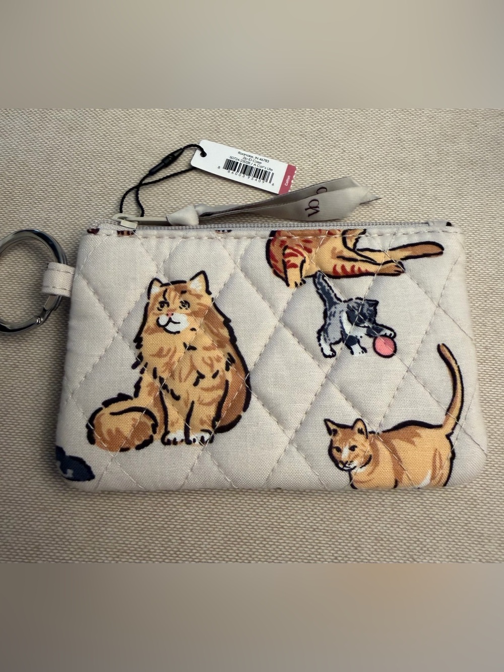 Vera Bradley Zip ID Case with Key Ring in A Cat’s Life  NEW